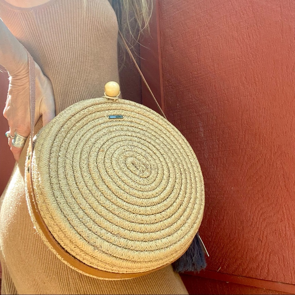 Roxy Collaboration crossbody straw bag